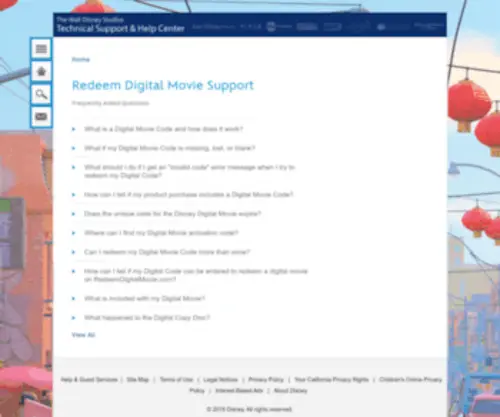 Disneydigitalcopy.com(Redeem Digital Movie Support) Screenshot