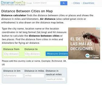 Distancefromto.net(Distance Between Cities Places On Map Distance Calculator) Screenshot
