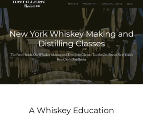 Distillersunion.com(Whiskey Making and Distilling Classes in New York) Screenshot