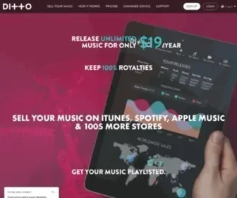 Dittomusic.com(Ditto Music Distribution) Screenshot