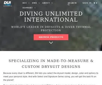 Divedui.com(Drysuits & Diving Equipment from Diving Unlimited International) Screenshot