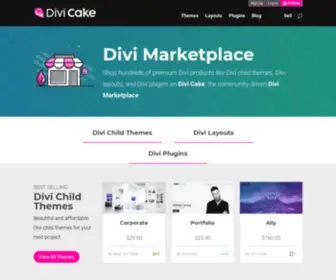 Divicake.com(Marketplace for Divi Child Themes) Screenshot