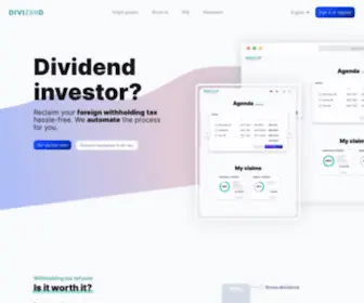 Divizend.com(Automatisierte Rückerstattung ausländischer Quellensteuer auf Dividenden) Screenshot