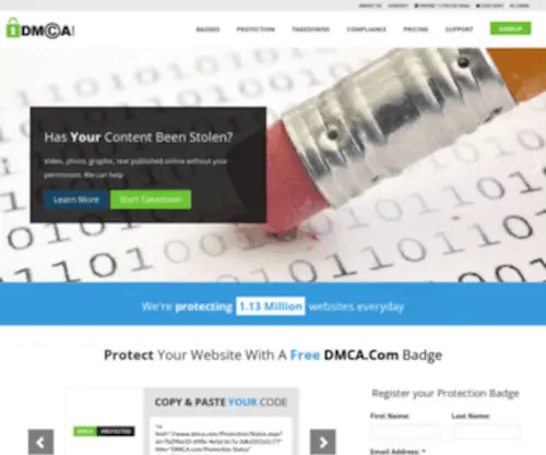 Dmca.com(Protect Your Online Content and Brand with DMCA Takedown Services) Screenshot