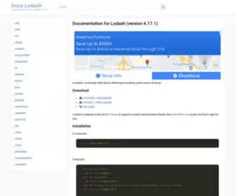 Docs-Lodash.com(Documentation for JavaScript utility library) Screenshot