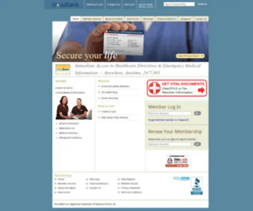 Docubank.com(Immediate Access to Healthcare Directives & Emergency Medical Information) Screenshot