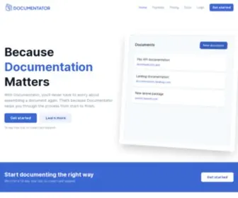 Documentator.io(Because documentation matters) Screenshot