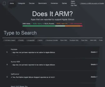 Doesitarm.com(Apple Silicon and Apple M2 and M1 Ultra app and game compatibility list) Screenshot
