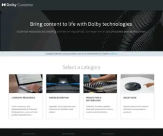 Dolbycustomer.com(Bring content to life with Dolby technologies) Screenshot