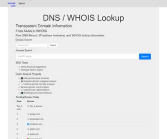 Domain.glass(Domain DNS Record and WHOIS Information) Screenshot