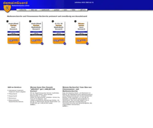Domainguard.de(Markenrecherche, Firmennamen-Recherche preiswert und zuverlässig) Screenshot