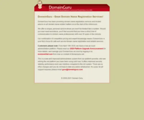 Domainguru.net(Providing Domain Name Registration Services and Trusted Advice since 2000) Screenshot