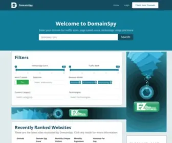 Domainspy.info(Website and App Traffic Reports with Rankings and URL Value Calculator) Screenshot