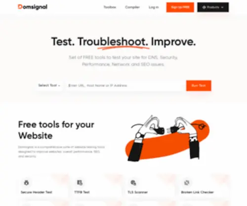 Domsignal.com(FREE Tools for Webmasters) Screenshot