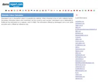 Domsreport.com(Website value calculator and web information) Screenshot