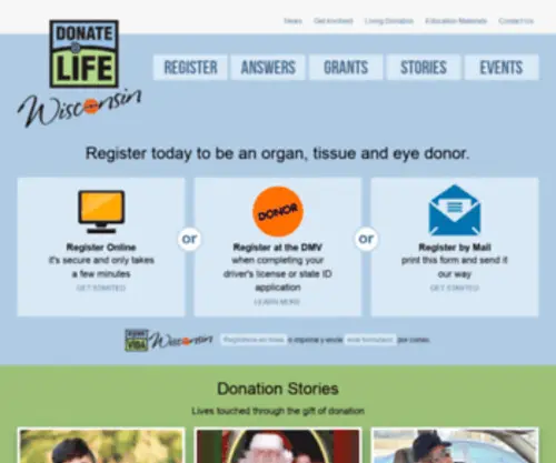 Donatelifewisconsin.org(DonateLife Wisconsin) Screenshot