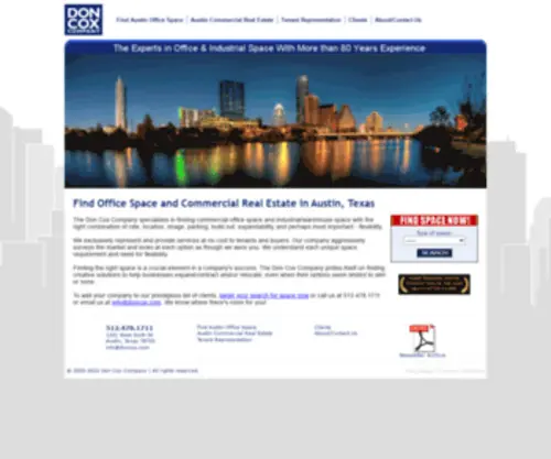 Doncox.com(Find Office Space and Commercial Real Estate in Austin) Screenshot