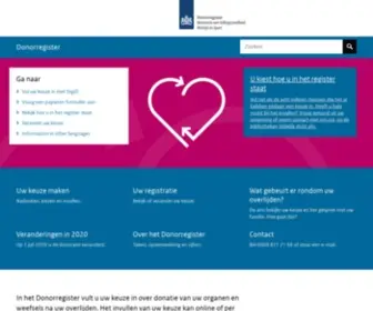 Donorregister.nl(Startpagina) Screenshot