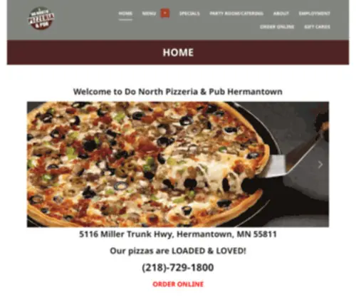 Donorthpizzeria.com(Do North Pizzeria) Screenshot