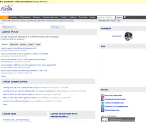 Dotnetfunda.com(NET Tutorials for Beginners and Intermediate level software professionals) Screenshot