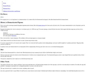 Doveline.com(Information about domestic & pet doves) Screenshot