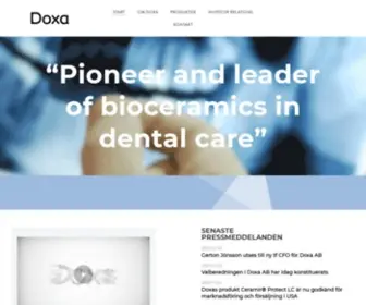 Doxa.se(Pioneer and leader of bioceramics in dental care) Screenshot