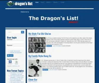 Dragonslist.com(The Dragon's List Kung Fu Community) Screenshot