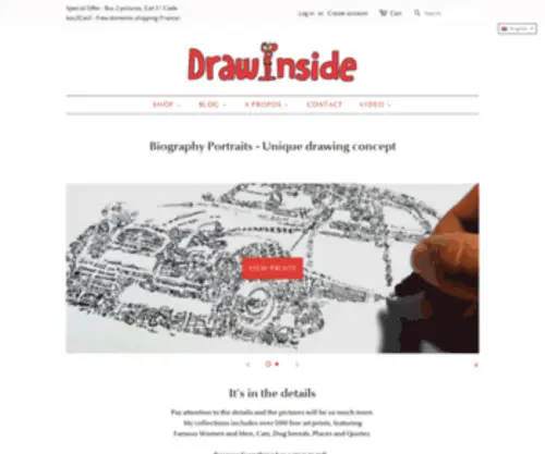 Drawinside.com(Art Prints with little drawings inside) Screenshot