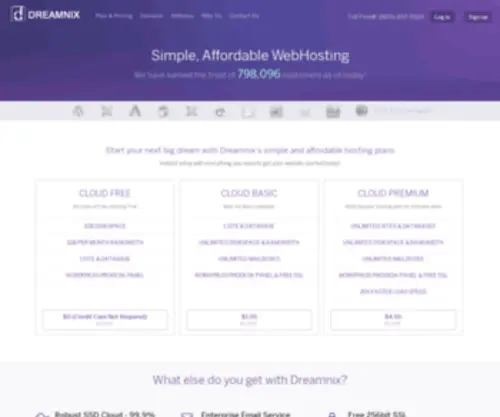 Dreamnix.com(Simple & Affortable Cloud Webhosting) Screenshot
