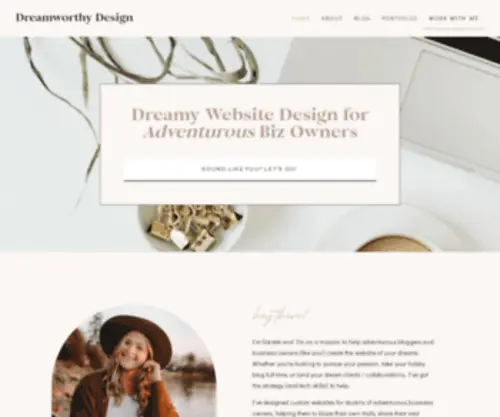 Dreamworthydesign.com(Dreamy Web Design & Branding for Adventurers) Screenshot