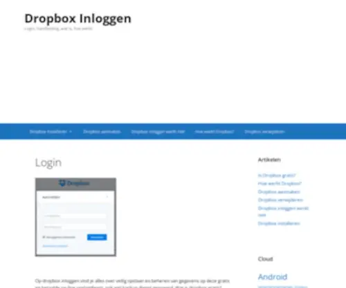 Dropboxinloggen.nl(Dropbox Inloggen) Screenshot