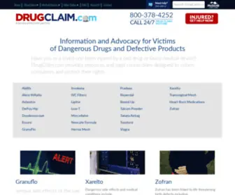 Drugclaim.com(Drug and Medical Device Lawsuit Information) Screenshot