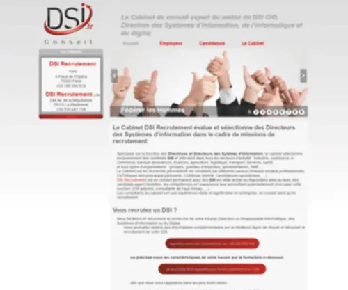 Dsi.fr(DSI Recrutement : chasse Responsable Directeur informatique Systèmes d'Information) Screenshot