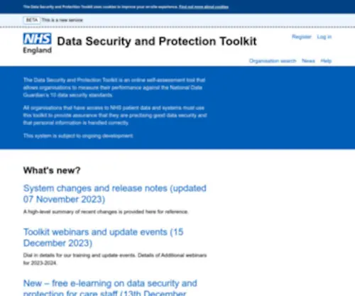 DSptoolkit.nhs.uk(Data security and protection toolkit) Screenshot