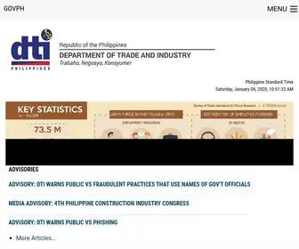 Dti.gov.ph(Department of Trade and Industry Philippines) Screenshot