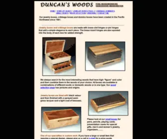 Duncanswoods.com(Jewelry boxes and cribbage boards in exotic and U.S) Screenshot