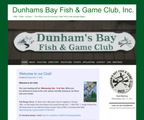 Dunhamsbay.net(Dunhams Bay Fish & Game Club archery guns rifles shooting range) Screenshot