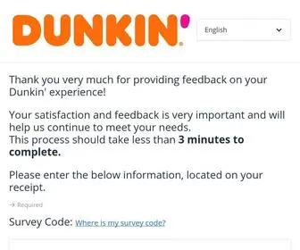 Dunkinrunsonyou.com(Survey) Screenshot