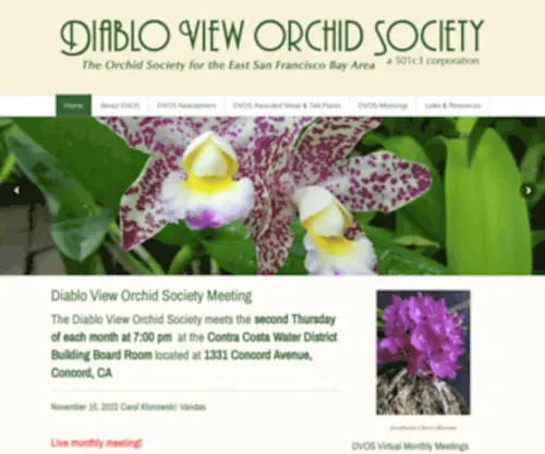 Dvos.org(The Orchid Society for the East San Francisco Bay Area) Screenshot