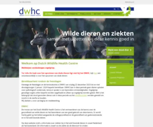 DWHC.nl(De missie van het Dutch Wildlife Health Centre) Screenshot