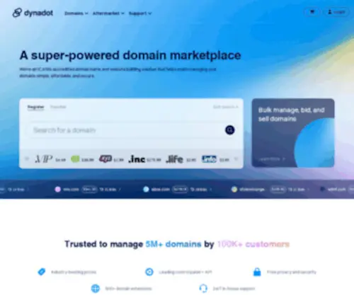 Dynadot.com(Domain Registration and Management Made Affordable) Screenshot