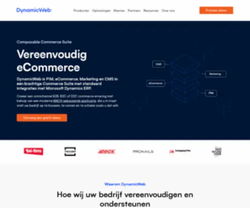 Dynamicweb.nl(CMS, E-commerce, Marketing, PIM en Integratie) Screenshot