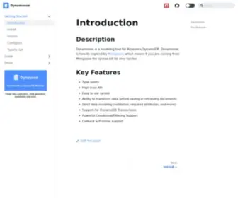 Dynamoosejs.com(Dynamoose) Screenshot