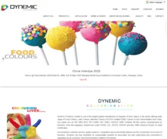 Dynemic.com(Food colors Lake colors Blended colors FD&C colors Dye Intermediates Exporters Manufacturers Gujarat India) Screenshot