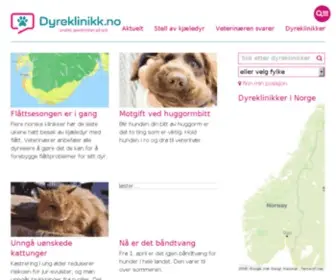 Dyreklinikk.no(Presenterer landets dyreklinikker. Alle som interesserer seg for kj) Screenshot