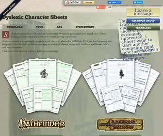 DYslexic-Charactersheets.com(Dyslexic Character Sheets) Screenshot