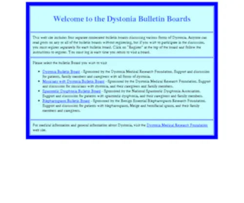 DYstonia-BB.org(Dystonia) Screenshot