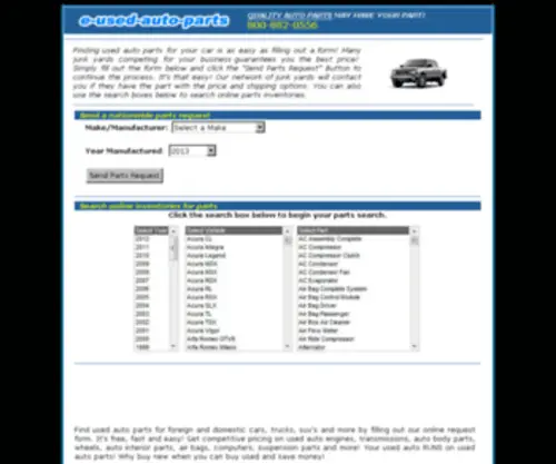 E-Used-Auto-Parts.com(Used Auto Parts from e) Screenshot