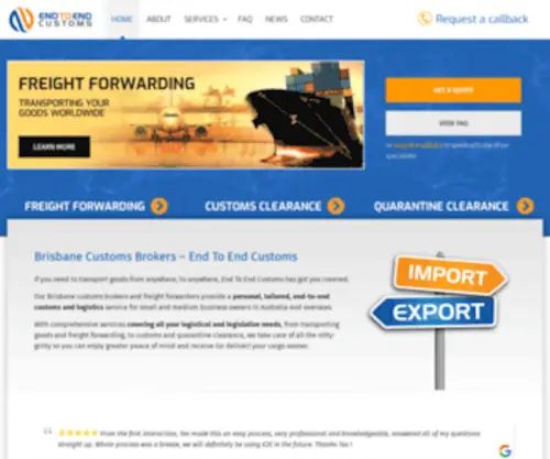 E2Ecustoms.com.au(Brisbane Customs Brokers & Freight Forwarders) Screenshot