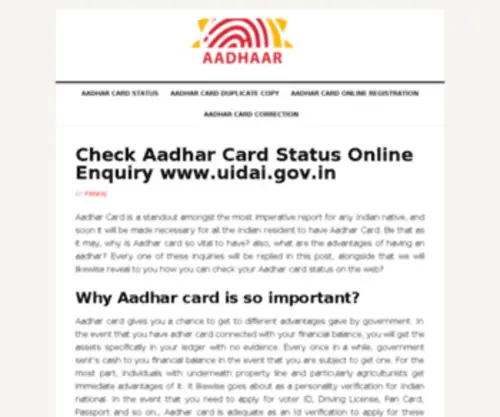 Eaadharcardstatus.com(Aadhar Card Status) Screenshot